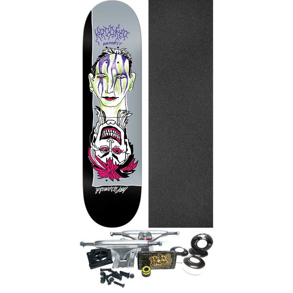 Krooked Skateboards Bobby Worrest Satan's Service Skateboard Deck Slick - 8.3" x 31.9" - Complete Skateboard Bundle